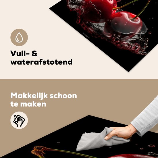 KitchenYeah® Inductie beschermer 80x55 cm - Kersen - Fruit - Water - Kookplaataccessoires - Afdekplaat voor kookplaat - Inductieplaat mat - Afdekmat voor inductiekookplaat - Keuken decoratie