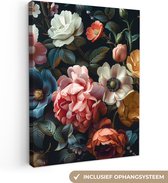 Tableau sur toile 30x40 cm - Décoration murale Vintage - Coloré - Fleurs - Moderne - Décoration murale salon - Décoration chambre moderne - Tableaux abstraits
