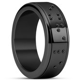 Enthumema | 8 mm Zwarte Roestvrijstalen Braille ‘Exhale’ Fidget Ring