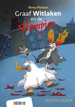 Cover van 'Graaf Witlaken en de Vlampier' met illustratie van twee wezens met vuur uit hun mond.