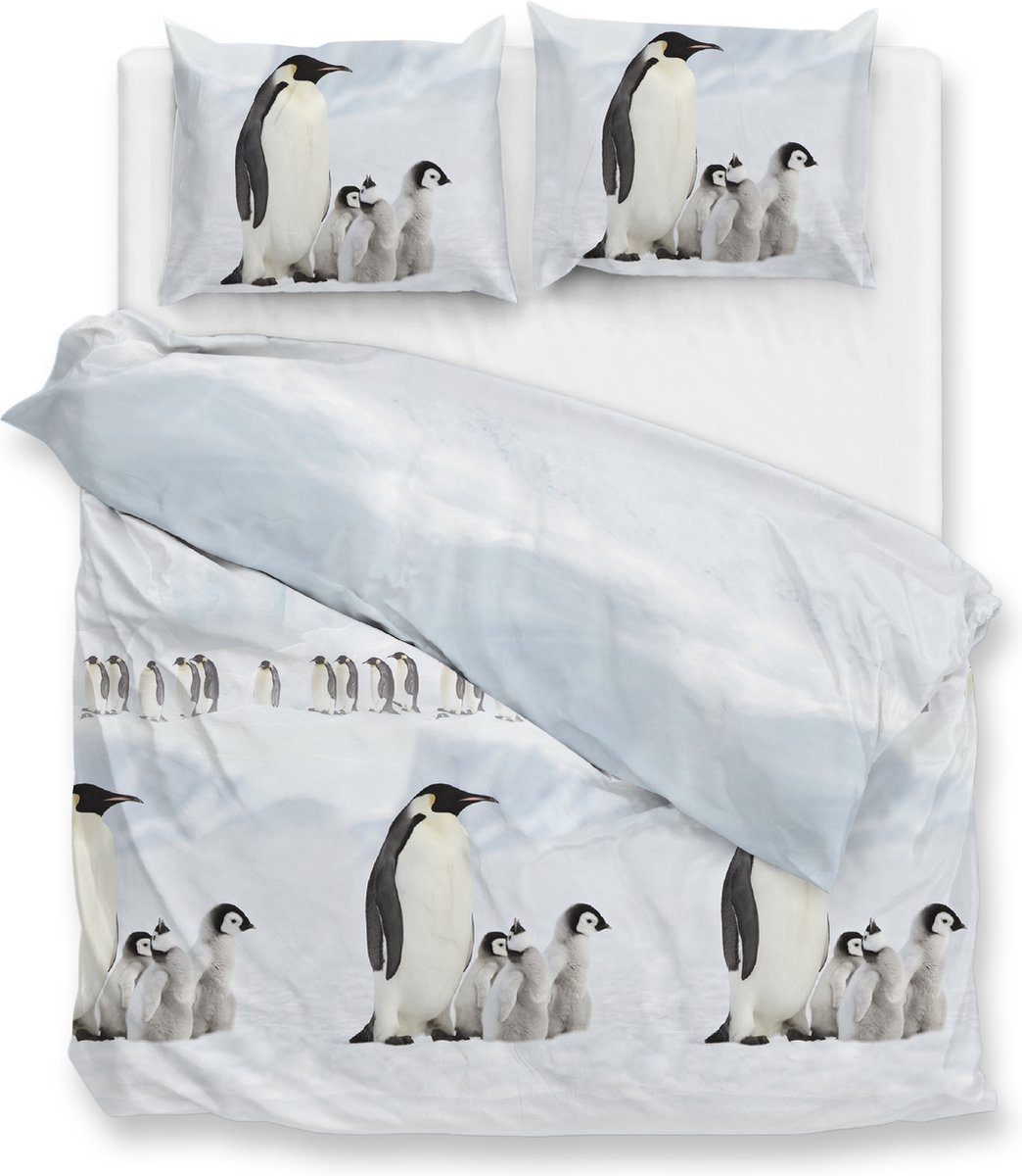 Zohome Pingu Dekbedovertrek - Lits-jumeaux - Flanel - 240x200-220cm - Wit