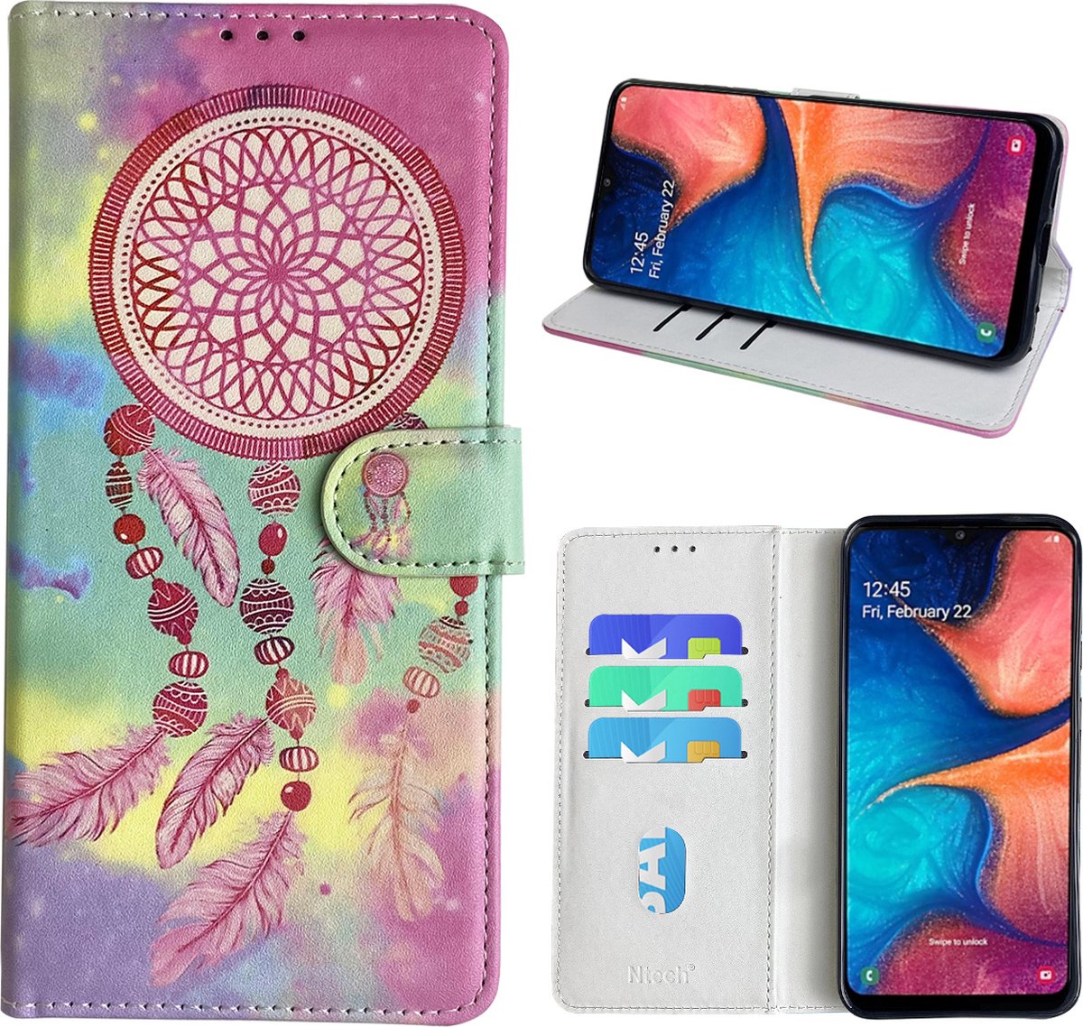 Hoesje geschikt voor Samsung Galaxy A20e Bookcase met dromenvanger print Roze