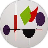 Vormen wandbord - Geometrie wandpaneel - Schilderij Lijnen - Landelijke schilderijen - Wanddecoratie rond - Woondecoratie muurcirkel forex 70x70 cm