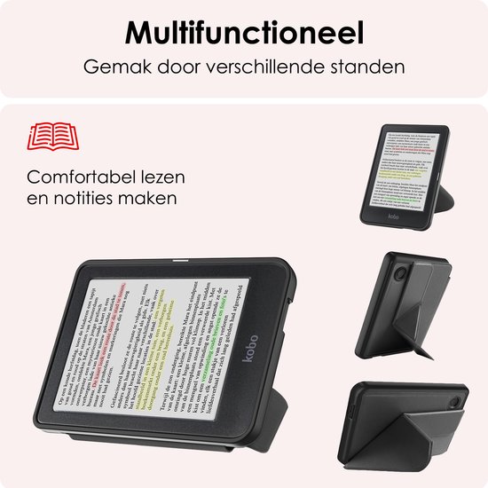 Hoes Geschikt voor Kobo Clara Colour Hoesje Bookcase Cover Book Case Hoes Sleepcover Trifold Met Screenprotector - Zwart van Nillkin — afbeelding 3