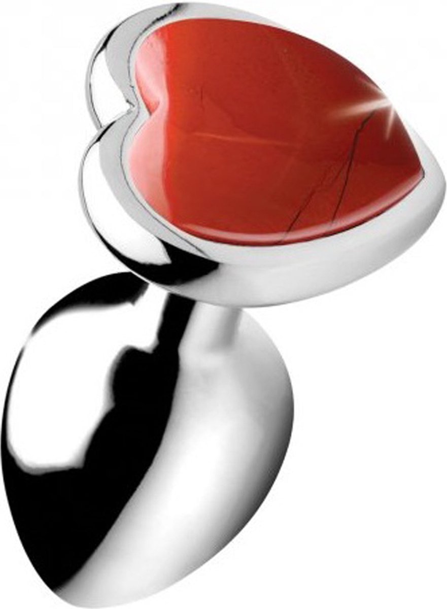 Fixxx - Aluminium Buttplug met Hartvormige Siersteen - Red Jasper - 3 maten L