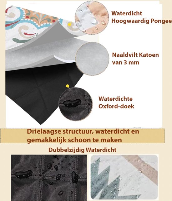 Couverture de pique-nique ZYLARO, 200x200cm, imperméable double face, adaptée à la machine à laver, couverture de plage portable sans sable, pour camping, parc, jardin, plage, pique-nique, randonnée, barbecue, nouveau motif Santorini