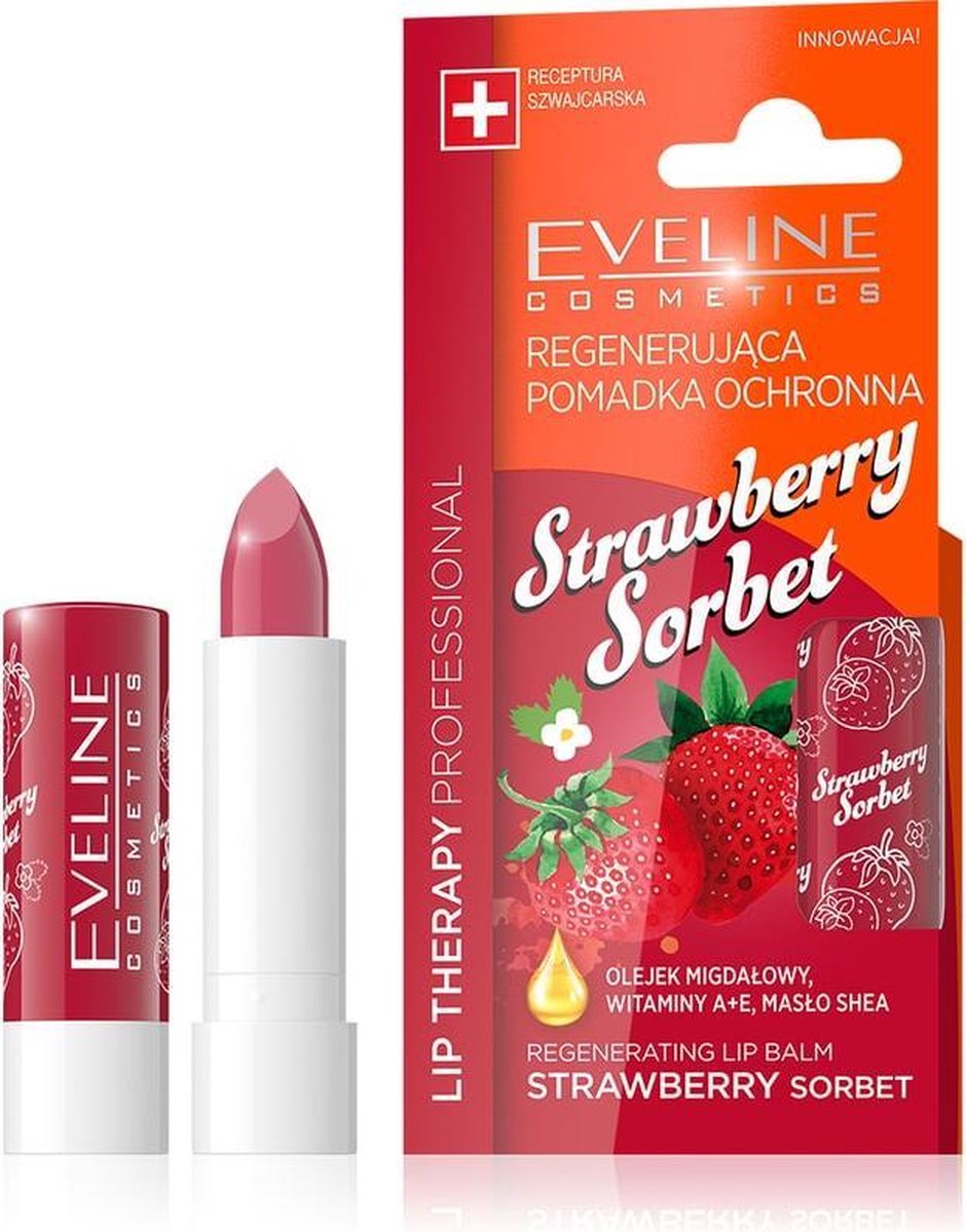 Eveline Cosmetics Lip Therapy Regenerating Lip Balm Strawberry Sorbet