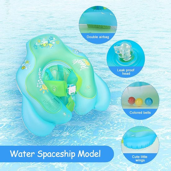 Geen Flip Over Babyzwembad Float Met Luifel UPF50 Zonbescherming Opblaasbare Baby Float Met Veiligheidsondersteuning Bodem Water Speelgoed Accessoires Baby Zwemmen Drijvers