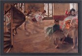Balletrepetitie - Edgar Degas wanddecoratie - Ballet schilderijen - Canvas schilderijen Dans - Muurdecoratie modern - Canvas met baklijst - Muurdecoratie canvas met baklijst 70x50 cm