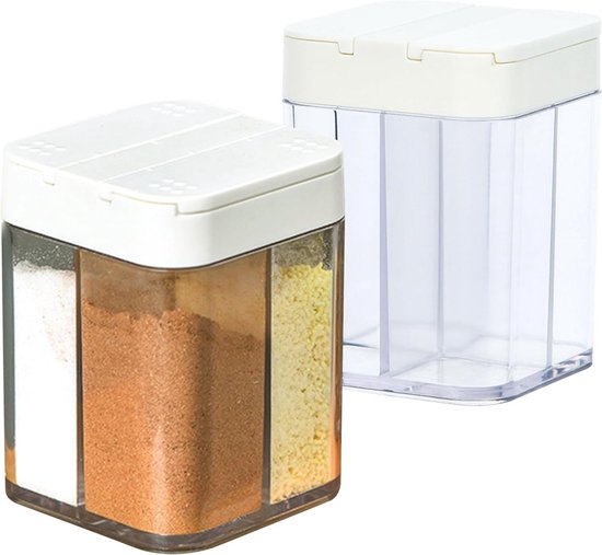 Zoutcontainer,Doorzichtig Zoutvaatje Met 4 Vakken En Deksel