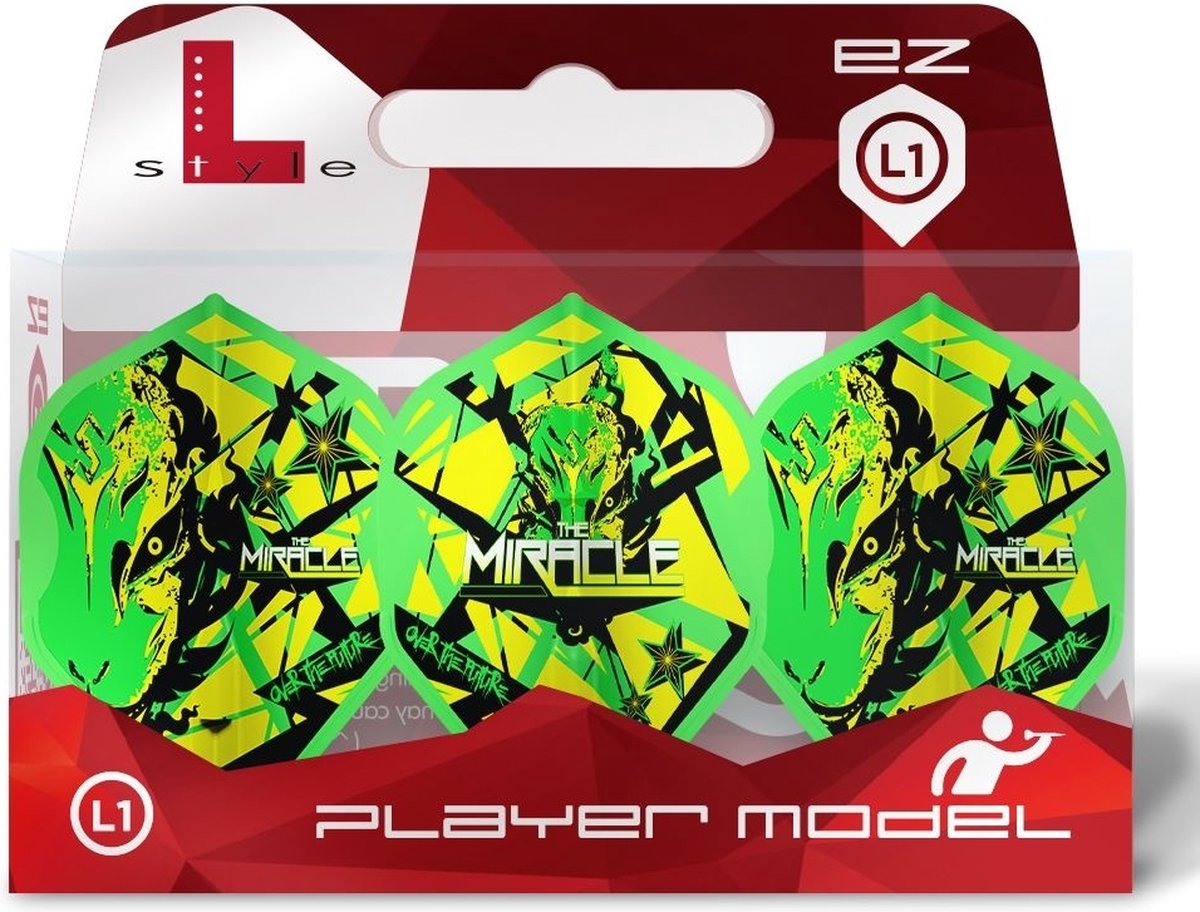 L-Style Champagne Flight EZ L1 Standaard Mikuru Suzuki V5 Neon Green - Dart Flights