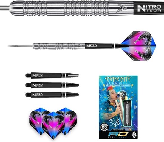 RED DRAGON Peter Wright Snakebite 1: 24 Gram Steeltip Tungsten Dartpijlen Set Professioneel met flights en dart shafts
