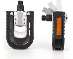 Fietspedalen, klappedaal, aluminium pedalen met reflectoren en anti-roest, Ø 14 mm, gemakkelijk op te vouwen, StZVO-uitrusting, klappedalen fiets voor Pedelec, MTB, vouwfiets, racefiets