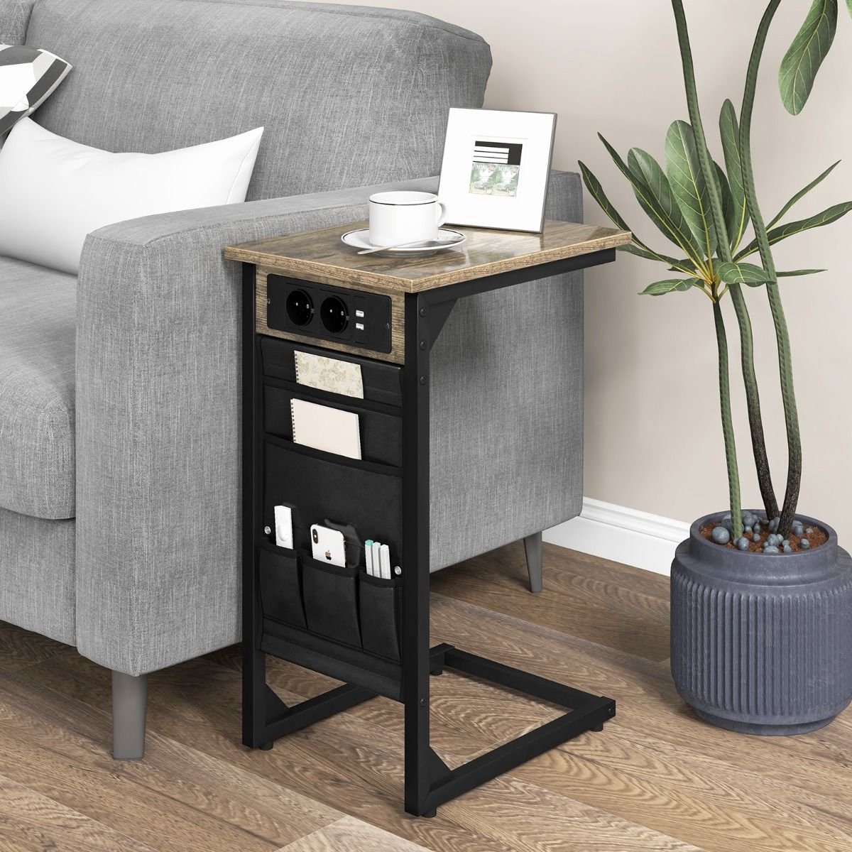 COSTWAY Consoletafel met laadstation, haltafel met 2 laden en 2 COSTWAY Consoletafel met laadstation, haltafel met 2 laden en 2