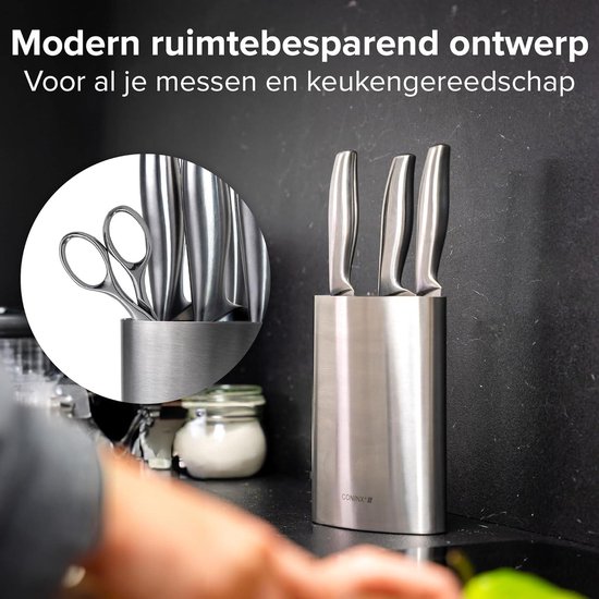 GEFU 13955 Insiem Messenblok, hoogwaardige messenhouder, roestvrij staal, zonder messen