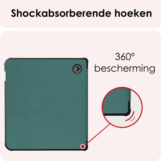 Hoes Geschikt voor Kobo Libra Colour Hoesje Bookcase Cover Book Case Hoes Sleepcover Met Screenprotector - Donkergroen van EAZY CASE — afbeelding 5