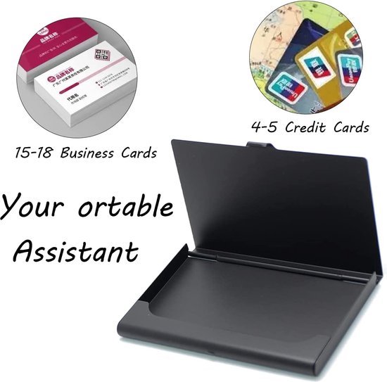 Foto: Doodadeals visitekaart houder business card holder case voor businesscards aluminium zwart 1 stuks