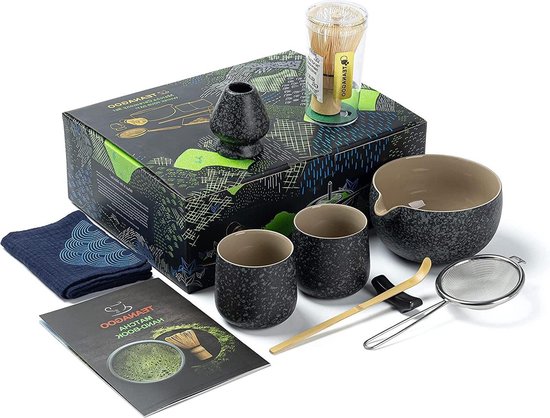 BBWELL Matcha Set 6-delig – Japans Theeceremonie Set met Matcha Kom,Bamboe Matcha klopper,Whisk houder,Filterzeef,Lepel & Schepje – Cadeauset voor Matcha Liefhebbers (Lichtgroen