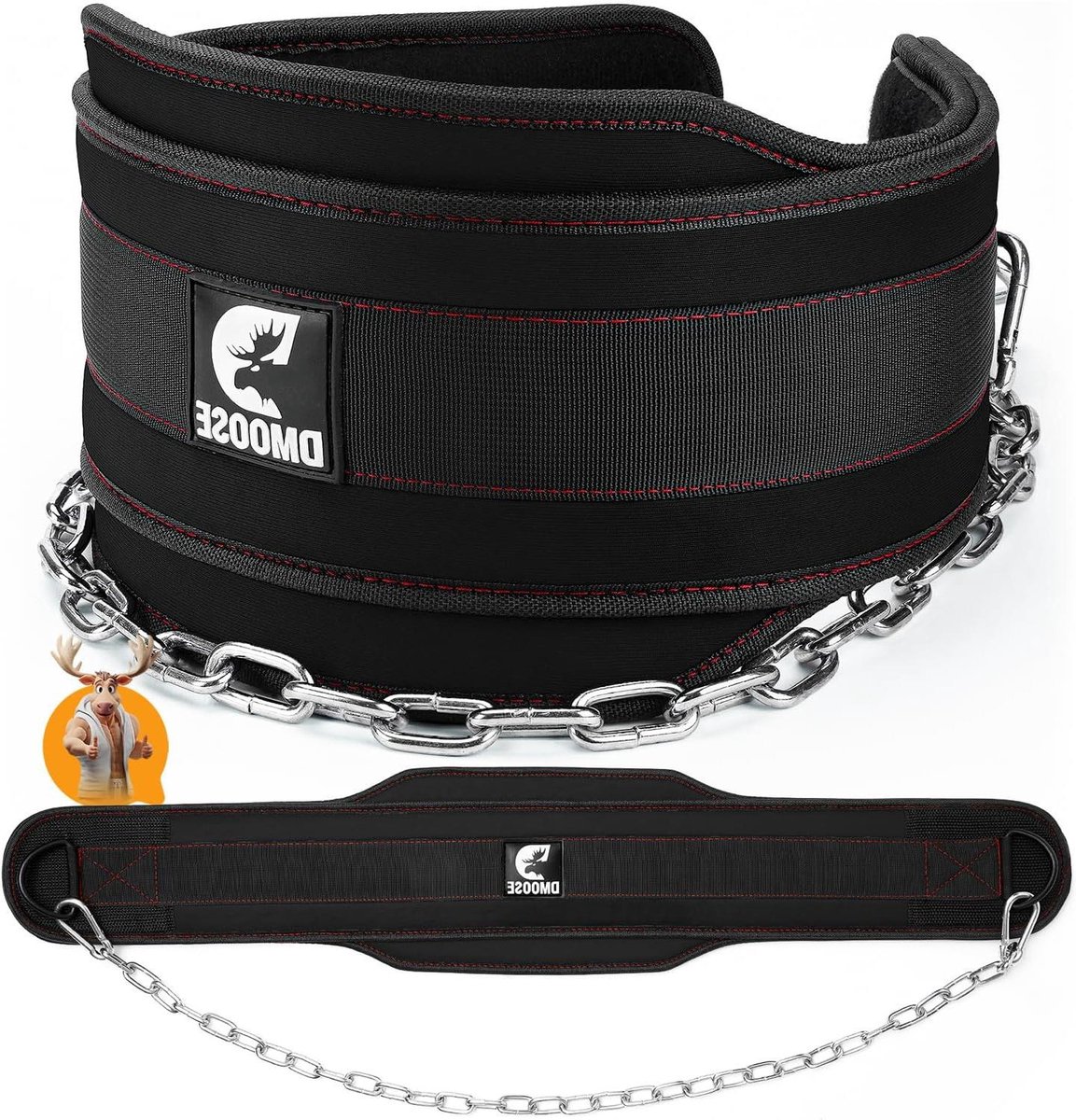Dip Belt voor Gewichtheffen en Pullups - Lange Heavy Duty Steel met Comfortabele Neopreen Taille Ondersteuning dip belt