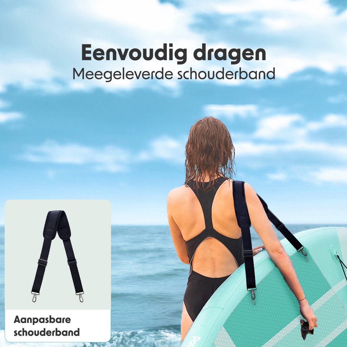 LifeGoods PaddlePro SUP Board - Luxe Set - met Zitje - Opblaasbaar Paddle Board - Max. 150KG - 320x81cm - Mintgroen – foto 7