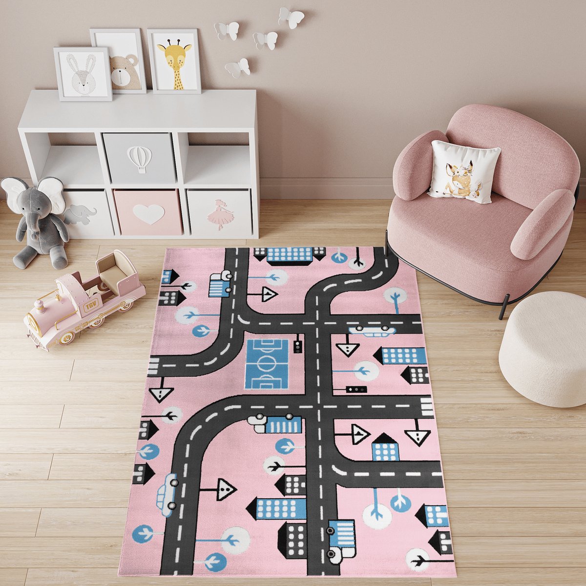 Tapiso Pinky Vloerkleed Kinderkamer Speeltapijt Kleed Stad Tapijt, foto 2