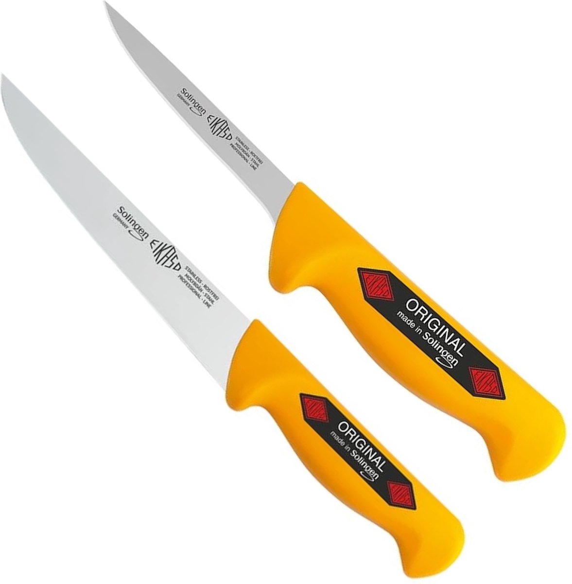 Eikaso Solingen Universeel- en uitbeenmesset – ergonomisch geel handvat – lemmet 13 cm en 10 cm
