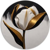 Tulp rond schilderij - Plant schilderij - Schilderij Bladeren - Wanddecoratie klassiek - Wandbord - Kunstwerk muurcirkel forex 70x70 cm