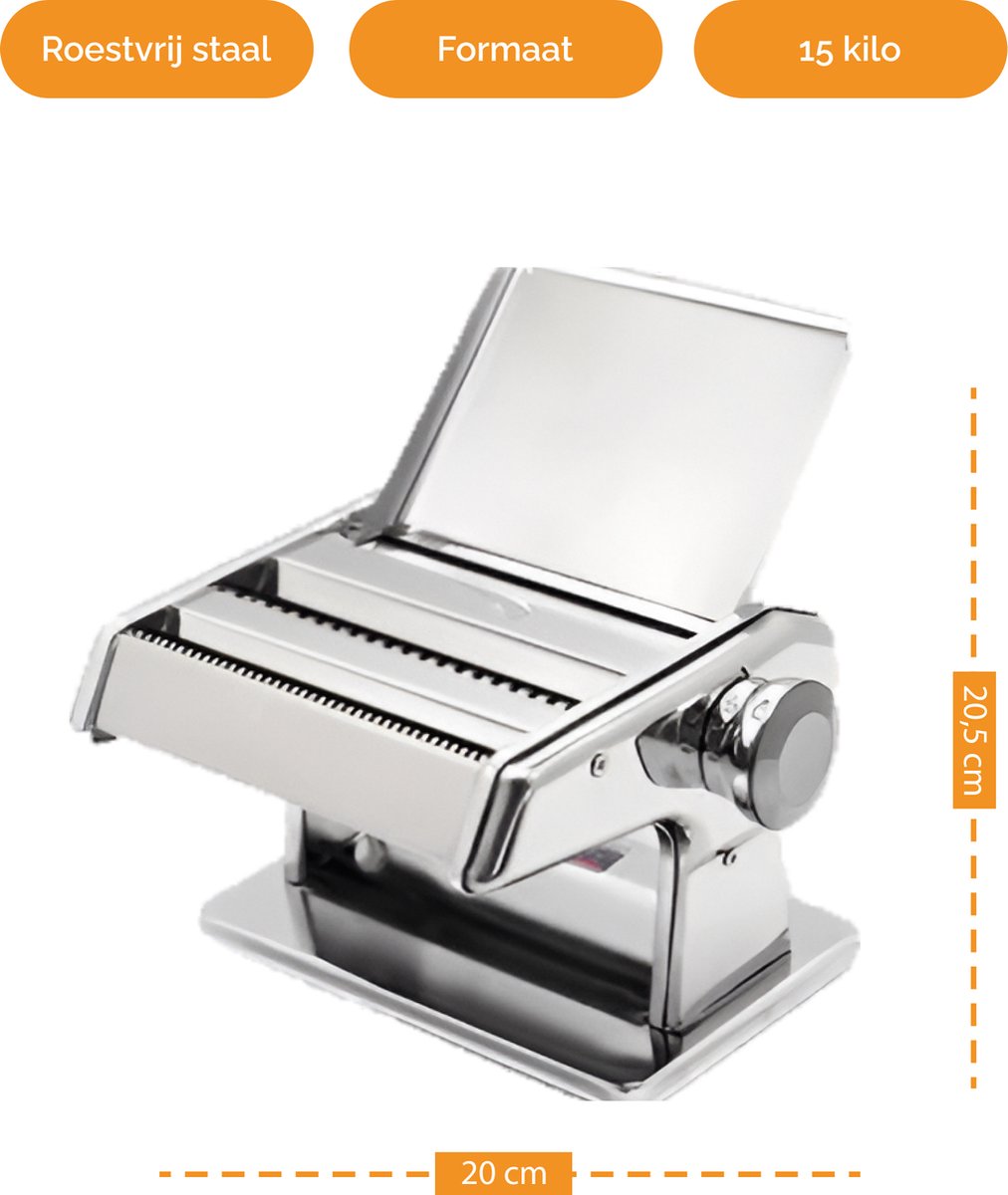 Pastamachine - QQP - RVS Pastamaker - Pasta Machine - spaghetti machine - pasta roller - keukengerei