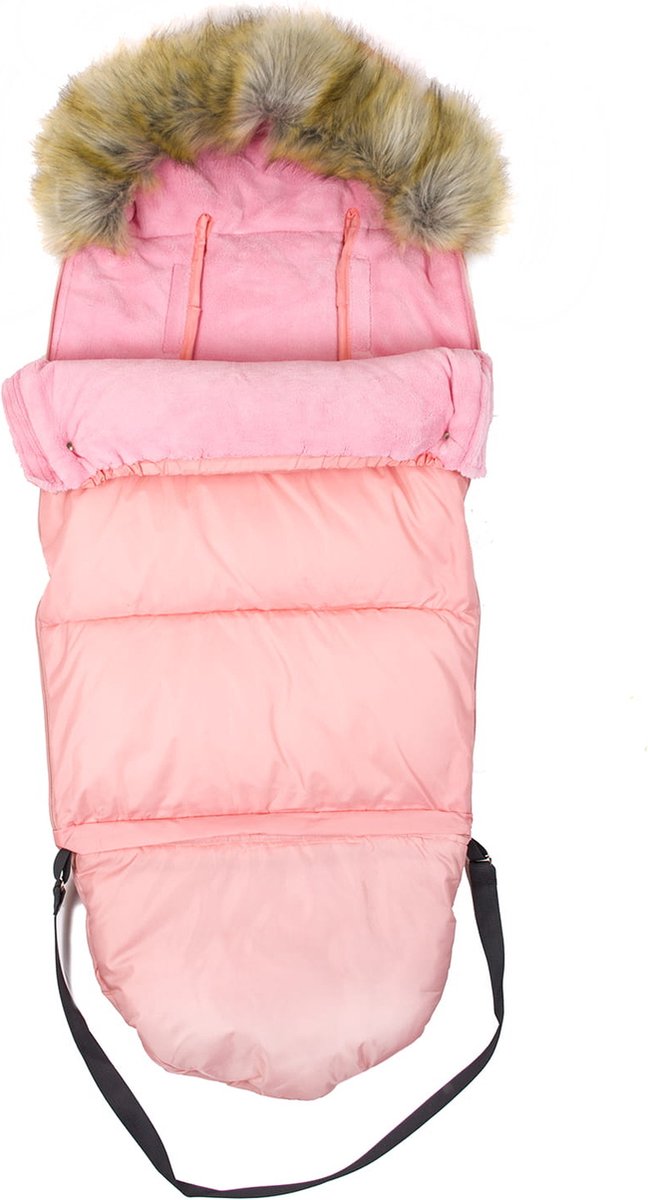 Roze voetenzak - kinderwagen - bont - tas - hoes - 110x45 cm van Dooky — afbeelding 4