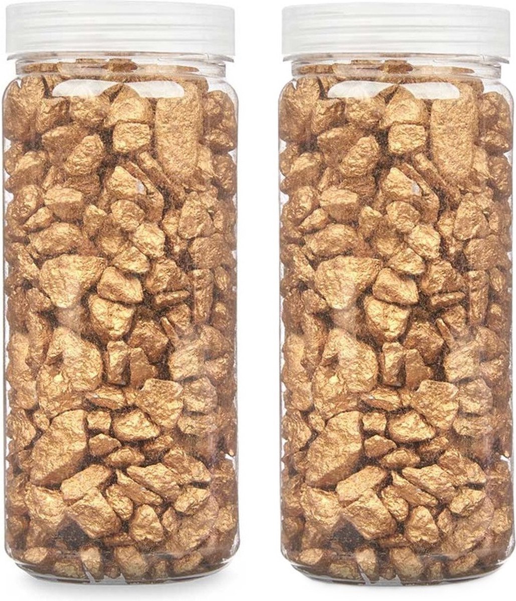 Giftdecor decoratie stenen/steentjes/kiezels - goud - 10-20 mm steentjes - 1400 gram - Aquarium en vazen vulling