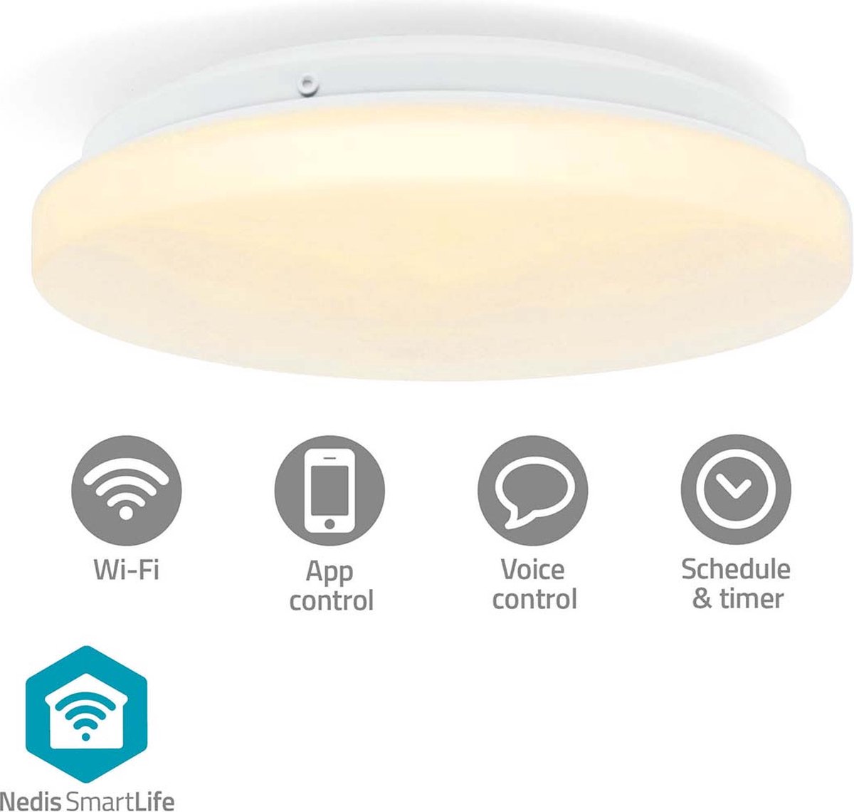 Nedis SmartLife Plafondlamp – Plafonnière – RGB + Wit Licht – Ø 26 cm – Medium