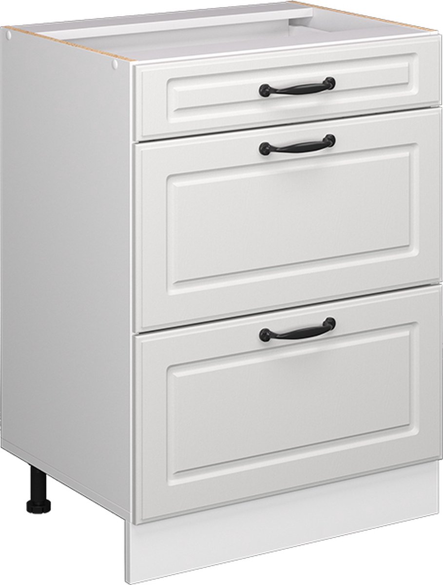 Vicco R-Line Keukenonderkast – 60 cm met laden, WB Eik Wit Landhuis