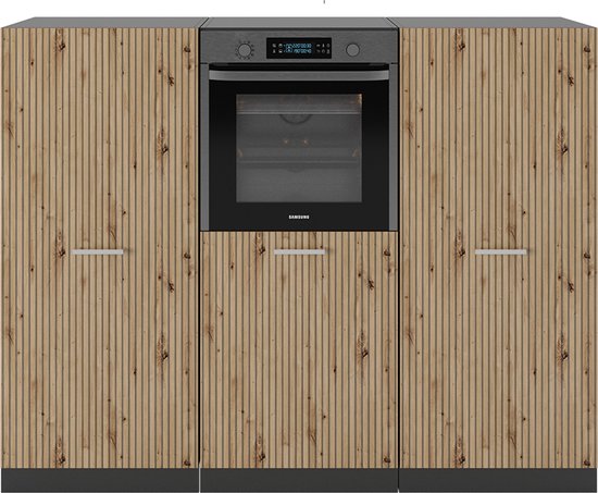 Vicco Bloc de cuisine R- Line, Chêne artisanal/anthracite/anthracite, 180 cm sans plan de travail