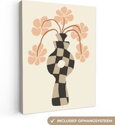 Tableau sur toile Fleurs - Vase - Art abstrait - Moderne - 30x40 cm - Décoration murale