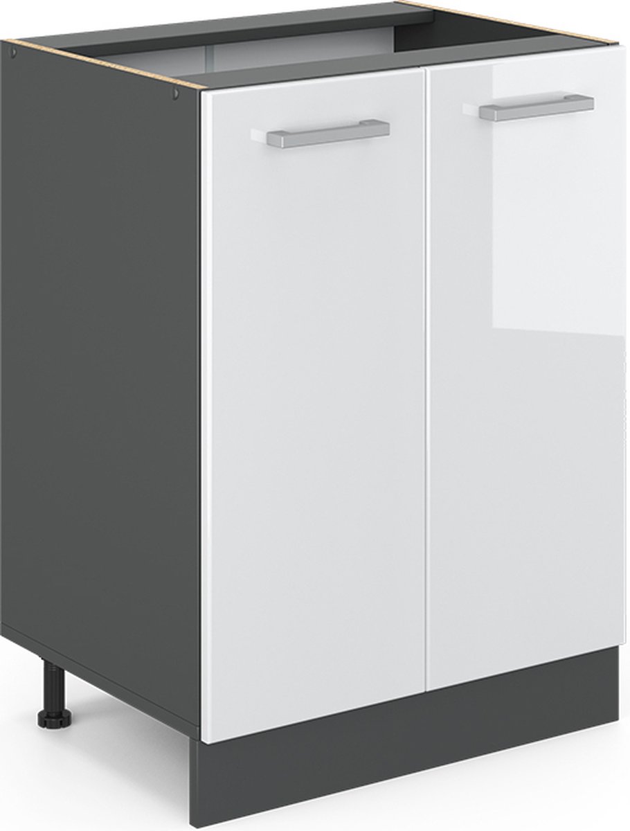 Vicco R-Line Keukenonderkast – 60 cm zonder werkblad Wit Hoogglans Wit Hoogglans/Antraciet