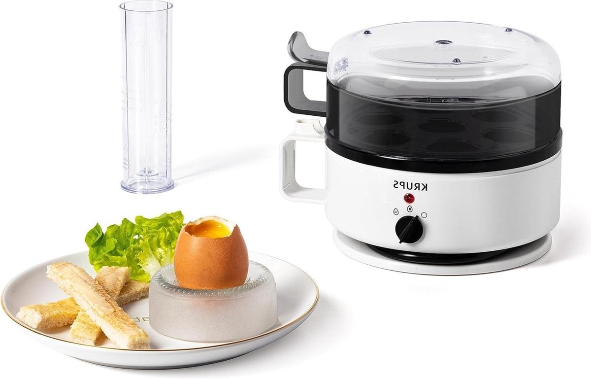 Bol.com Eierkoker met kook- en warmhoudfunctie voor 7 eieren - Krups EG2301 Ovomat Super - uitneembare eierhouder - signaaltoon ... aanbieding