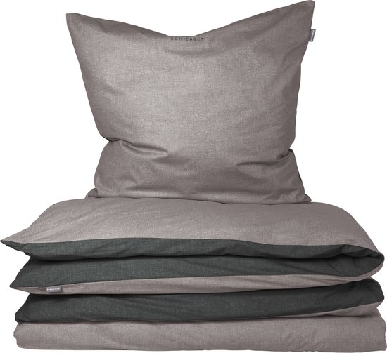 BEDSURE Beddengoed 155 x 220 cm, 3-delig, zilvergrijs, 1 dekbedovertrek