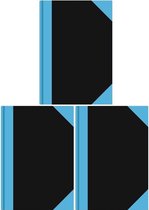 3x Cahier de luxe et noir format A6 ligné / lignes - Cahier / bloc-notes - Fournitures de bureau / fournitures scolaires