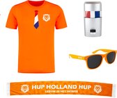 Nederlands Elftal Gentlemen voetbalshirt met sjaal, zonnebril en schminkstift - EK 2024 - Oranje shirt - Oranje sjaal - Voetbalshirts volwassenen - Sportshirt - Maat S
