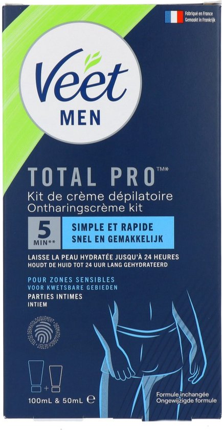 Veet - Men - Ontharingskit voor Intieme Delen - Ontharingscrème en Aftercare - 100 ml + 50 ml