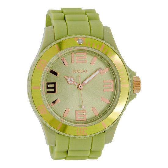 OOZOO Timepieces - Groene horloge met groene rubber band - C4350