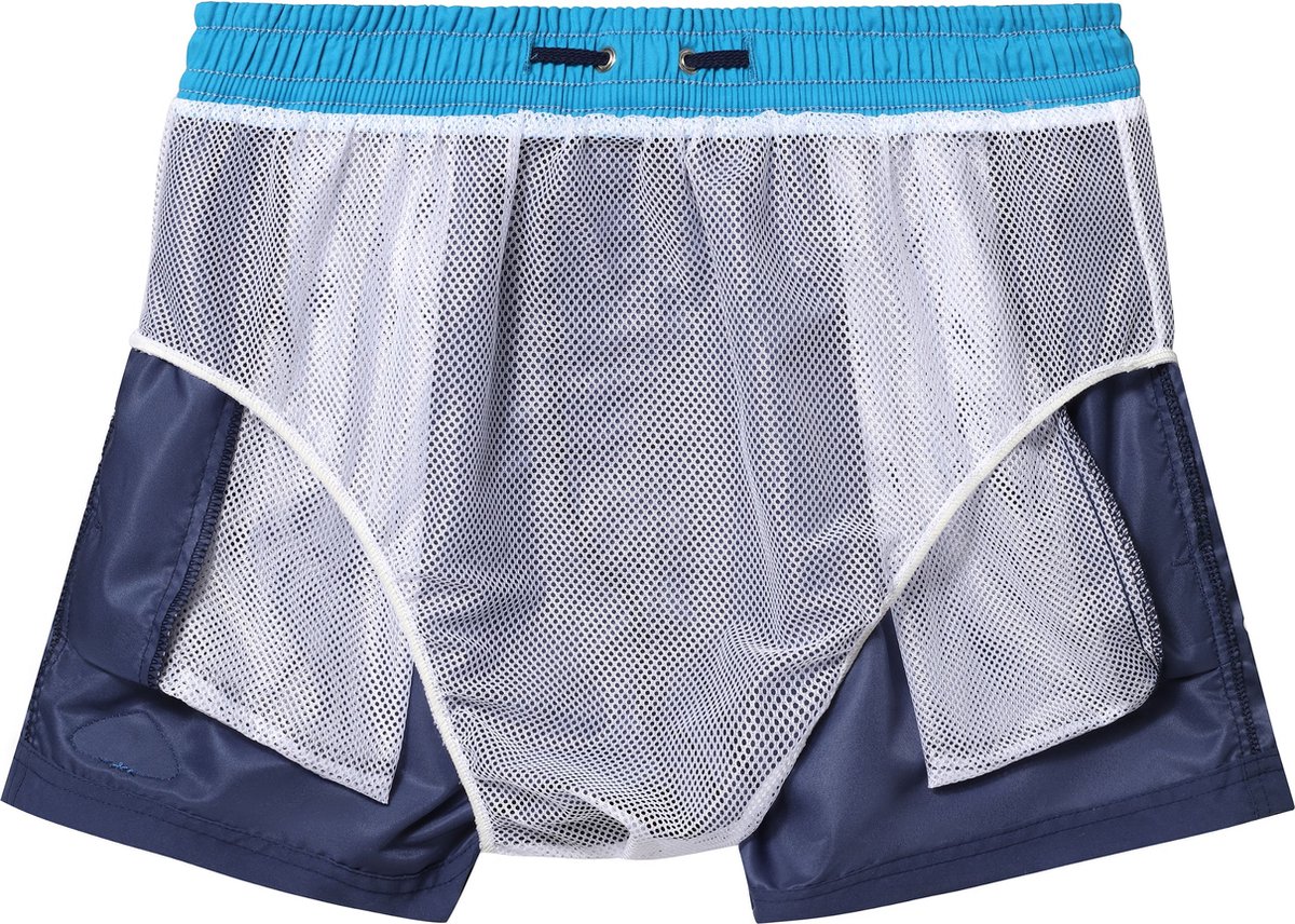 Ladeheid LA - ZA - SWS - 1001 Heren Zwembroek - Zwemshorts - met zijzakken en achterzak - sneldrogend - met binnenslip van mesh - Koordsluiting - Polyester - Oranje/Kobalt — afbeelding 2