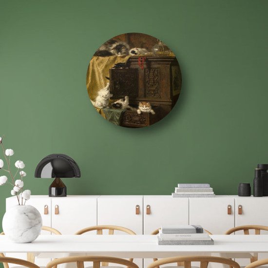 Immodest - Tableau Henriëtte Ronner-Knip - Tableau Chats rond - Cercles muraux Animaux - Peintures industriels - Plaque murale - Décoration maison cercle mural forex 40x40 cm