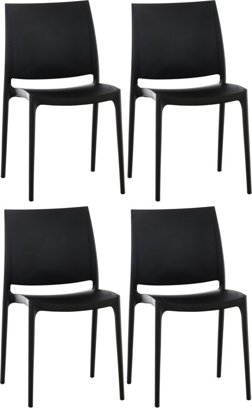 CLP Maya Set de 4 chaises - Chaises empilables résistantes aux intempéries - capacité de charge jusqu'à 130 kg - noir