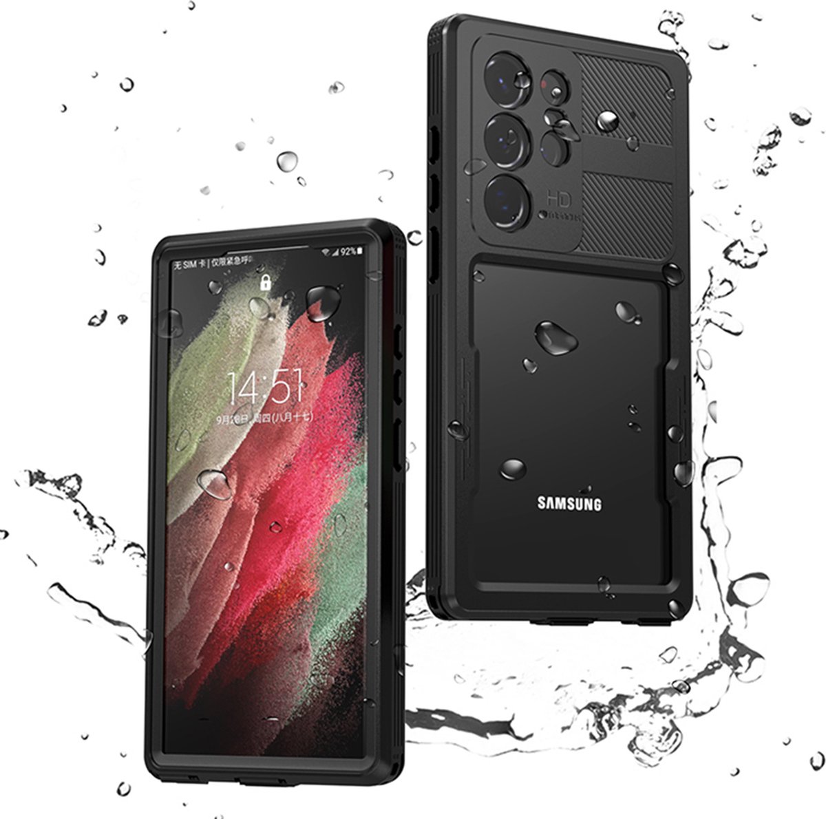 Hoesje geschikt voor Samsung Galaxy S23 Ultra - Shellbox Waterproof IP68 waterbestendige 360 Case - Zwart