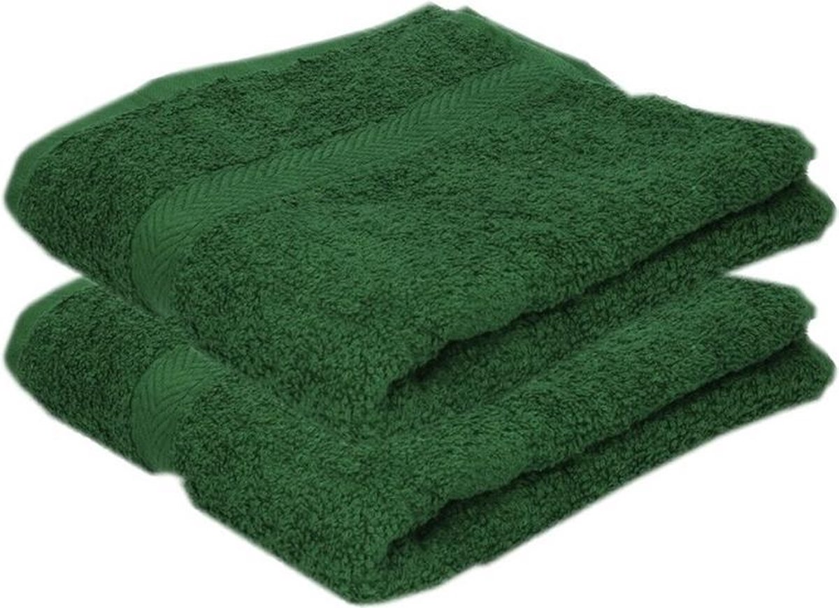 2x Luxe handdoeken donkergroen 50 x 90 cm 550 grams - Badkamer textiel badhanddoeken