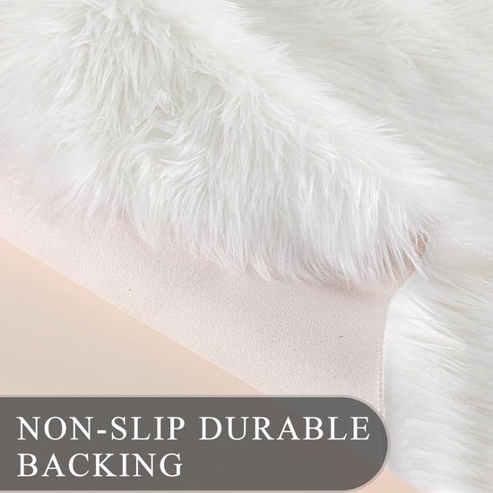 Tapis Shaggy Doux - Tapis Antidérapant Pour Chambre Et Salon Fausse Fourrure Wit 60 X 90 Cm