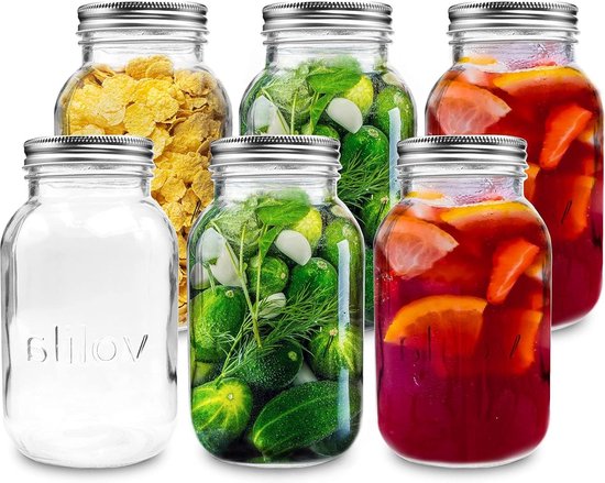 6 Bocaux En Verre Hermétiques Avec Couvercle – 3x300ml + 3x480ml – Idéal Pour Overnight Oats, Confiture, Meal Prep & Conservation Fraîche