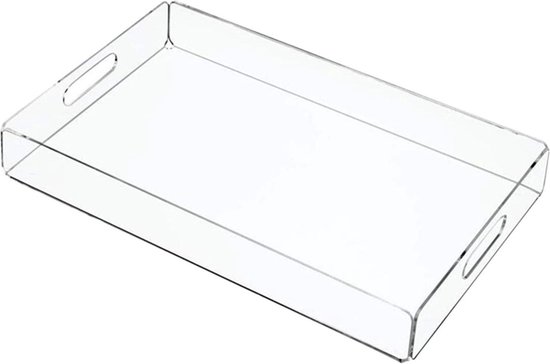 Plateau de service en Acryl transparent avec Poignées – Plateau de vanité rectangulaire, organisateur de rangement de table – Plateau de stockage des Nourriture