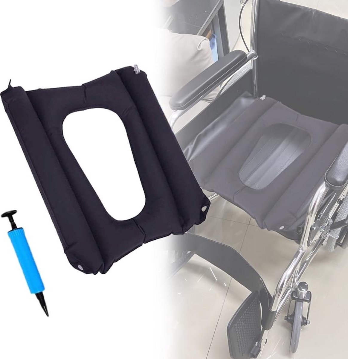 Goedkoopste Opblaasbaar anti-decubitus zitkussen voor ouderen en gehandicapten - pijnverlichting - toiletstoel - rolstoel - ademend en comfortabel